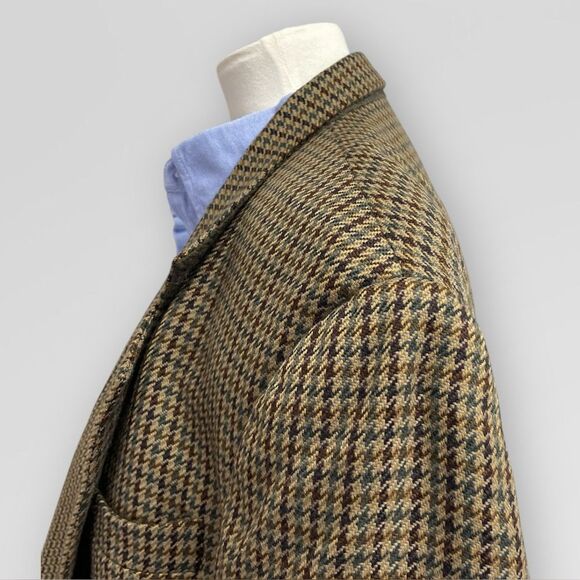 Oscar de la Renta Vintage Oversized blazer 42R. Mens Tweed tan brown houndstooth - Picture 10 of 16